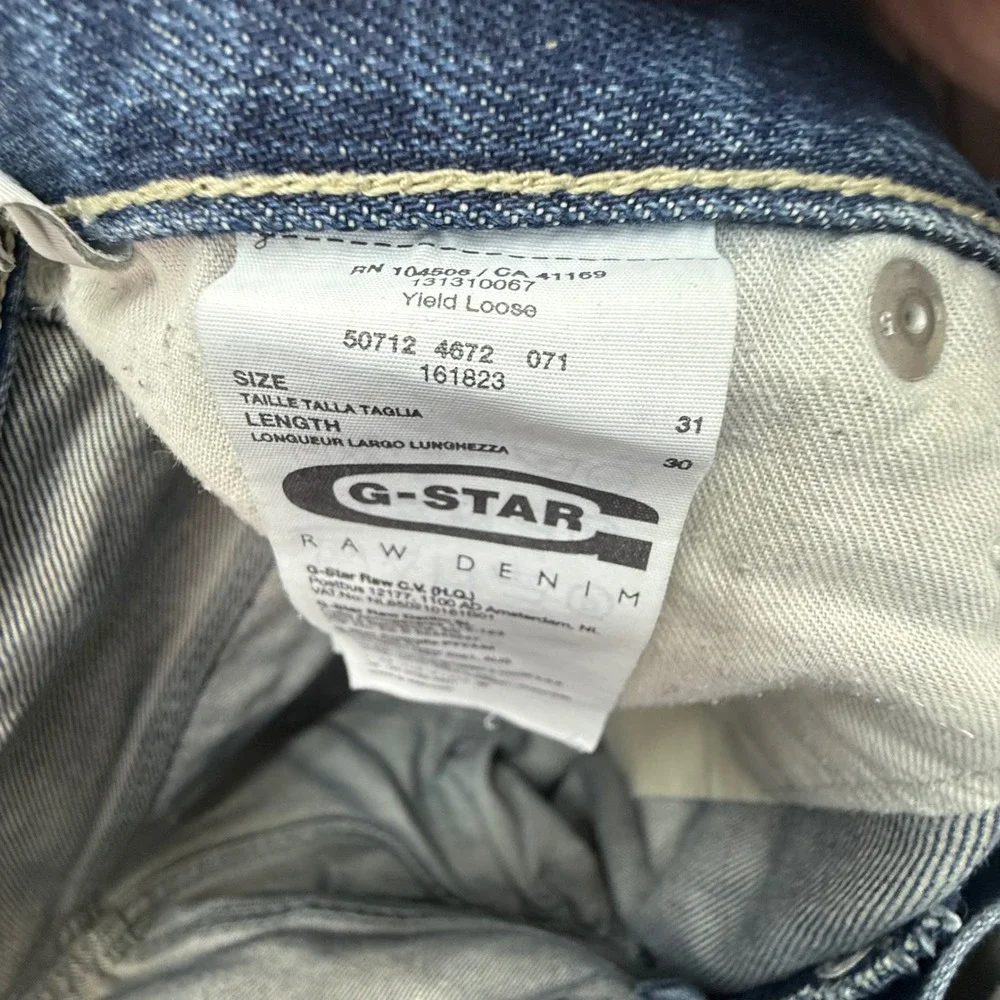 G-Star Raw Yield Loose Jeans Mens 31x30‎ Blue Distressed Button Fly Denim